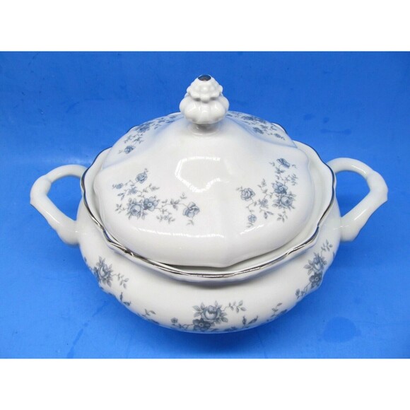 Johann Haviland Blue Garland Fine China Covered Handled Vegetable Serving Bowl - Picture 1 of 12